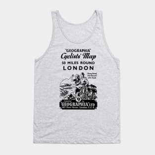 London, Cyclists, Map, Vintage,Cover Illustration, 1930s Tank Top